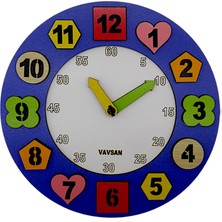 Vavsan Geometrik Şekil Eğitici Saat Renkli Ahşap Montessori Bultak Yapboz Oyuncak Puzzle
