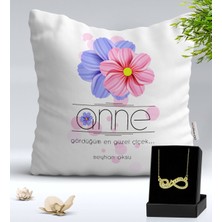 BK Kişiye Özel Anne Temalı Yastık ve Sonsuzluk Annem Kolye Seti