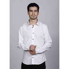 Salve SALVE%100 Pamuk Slim Fit Beyaz Casual Gömlek 22162