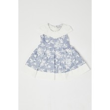 Kidsev Kız Çocuk Mavi Dantelli Bayramlık Elbise