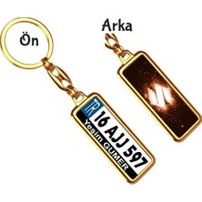 Hediye Zengini Kişiye Özel Suziki Parıltı Koyu Kahverengi Logo Tema Plaka Anahtarlık