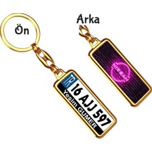 Hediye Zengini Kişiye Özel Mini Nissan Neon Pembe Logo Tema Plaka Anahtarlık