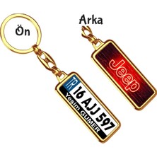 Hediye Zengini Kişiye Özel Jeep Neon Kırmızı Logo Tema Plaka Anahtarlık