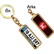 Hediye Zengini Kişiye Özel Honda  Neon Lights Kırmızı Logo Tema Plaka Anahtarlık