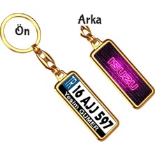 Hediye Zengini Kişiye Özel Isuzu Neon Pembe Logo Tema Plaka Anahtarlık