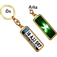 Hediye Zengini Kişiye Özel Peugeot Parlama Yeşil Logo Tema Plaka Anahtarlık