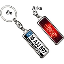 Hediye Zengini Kişiye Özel Jeep Neon Kırmızı Logo Tema Plaka Anahtarlık