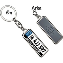 Hediye Zengini Kişiye Özel Subaru Gri Metalik Logo Tema Plaka Anahtarlık