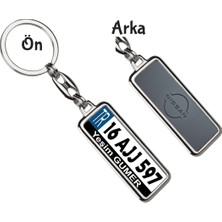 Hediye Zengini Kişiye Özel Mini Nissan Metalik Gri Logo Tema Plaka Anahtarlık