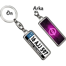 Hediye Zengini Kişiye Özel Opel Neon Pembe Logo Tema Plaka Anahtarlık