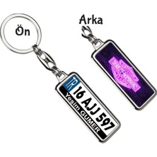 Hediye Zengini Kişiye Özel Harley Davidson Neon Mor Logo Tema Plaka Anahtarlık