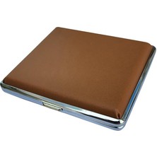 Premium Quality Kahverengi Deri Metal Sigara Tabakası Taşıma Kutusu