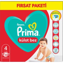 Prima Bebek Bezi Külot Bez 4 Numara 62 Adet Fırsat Paketi