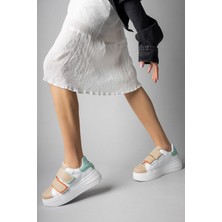 Morenica Tatrina Kalın Taban Bej Yeşil Kadın Sneaker