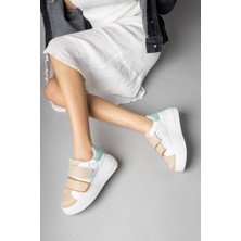 Morenica Tatrina Kalın Taban Bej Yeşil Kadın Sneaker