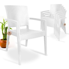 Bahex Rattan Masa Takımı 90x150 Camsız Masa 6 Kişilik Sandalye Seti Bahçe Balkon Teras Takımı