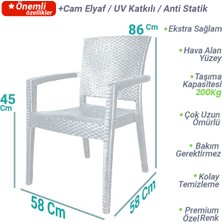 Bahex Zeugma Pro 90 x 150 cm Rattan Bahçe Balkon Masa Takımı 6 Kişilik Camsız Set