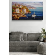 Aydın Ticaret Yunanistan Harbor View Manzaralı Yağlıboya Görünüm Dekoratif Kanvas Duvar Tablosu