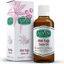 Alvin Hint Yağı (Castor Oil), Soğuk Sıkım, %100 Saf ve Doğal, 50 ml