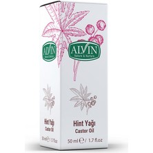 Alvin Hint Yağı (Castor Oil), Soğuk Sıkım, %100 Saf ve Doğal, 50 ml