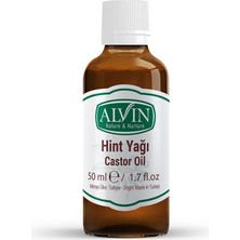 Alvin Hint Yağı (Castor Oil), Soğuk Sıkım, %100 Saf ve Doğal, 50 ml