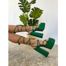 BeBeQ Valentına Yesıl Platform Ipli Kadın Ayakkabı