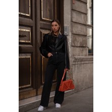 Dericlub WM34 Crop Blazer Kadın Deri Ceket
