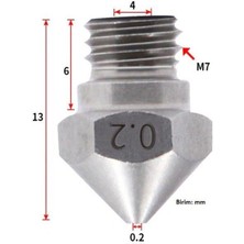 Motorobit 0.2mm Çelik Nozzle MK10-4MM-M7