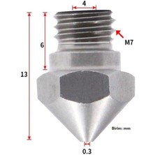 Motorobit 0.3mm Çelik Nozzle MK10-4MM-M7