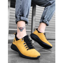 Xon1 XON1601 Bağcıklı Rahat Kalın Taban Camel Sarı Siyah Erkek Spor Ayakkabı