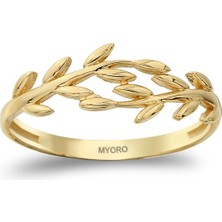 MYOROGOLD 14 Ayar Altın Zeytin Dalı Eklem Yüzük