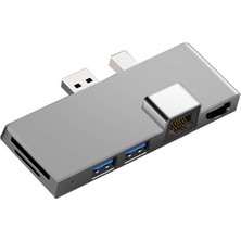 Echoes Yerleştirme Istasyonu HDMI Usb3.1 Dönüştürücü Splitter Yüzey Pro İçin 4/5/6 Gümüş (Yurt Dışından)