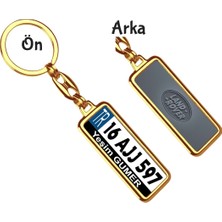 Hediye Zengini Kişiye Özel Land Rover Gri Metalik Logo Tema Plaka Anahtarlık