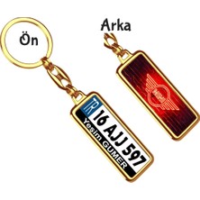 Hediye Zengini Kişiye Özel Mini Cooper Neon Kırmızı Logo Tema Plaka Anahtarlık