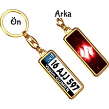 Hediye Zengini Kişiye Özel Suziki Parıltı Kırmızı Logo Tema Plaka Anahtarlık
