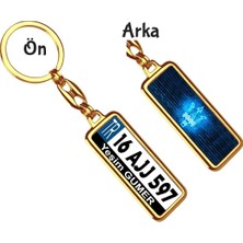 Hediye Zengini Kişiye Özel Maserati Neon Mavi Logo Tema Plaka Anahtarlık