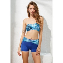 Pierre Cardin Kaia Straplez Şortlu Bikini Takım Palm Desenli 221239