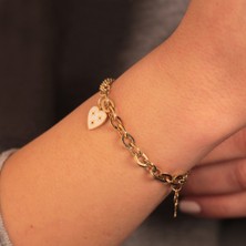 Adil Idil Kuyumculuk Kalp Sallantılı Çift Zincir Charm Künye