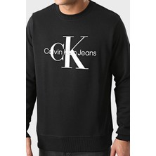 Calvin Klein Core Monogram Regular Fit Düz Siyah Erkek Sweatshirt