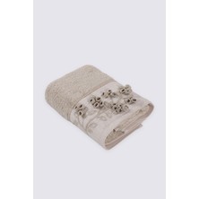 Ecocotton Masal El Yüz Havlusu  Organik Pamuk El Nakışlı Bej 50X90 cm