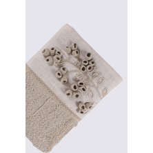 Ecocotton Masal El Yüz Havlusu  Organik Pamuk El Nakışlı Bej 50X90 cm