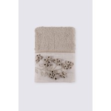 Ecocotton Masal El Yüz Havlusu  Organik Pamuk El Nakışlı Bej 50X90 cm