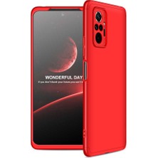 Mobicas Xiaomi Redmi Note 10 Pro için 3 parçalı Ays sert silikon kapak Kırmızı