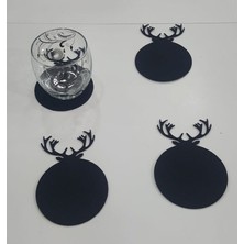 Şeker Portakalım Yılbaşı Geyik 4 Lü Keçe Küçük Boy Bardak Altlığı Amerikan Servis