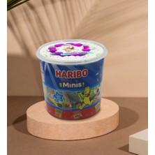 Kişiye Özel Isimli Fotoğraflı Doğum Günü Tasarımlı Dev Boy Haribo Minis Kovası (10GX100ADET) Model 1