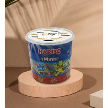 BK Kişiye Özel İsimli Yeni İşinde Başarılar Tasarımlı Dev Boy Haribo Minis Kovası Model 7 100 x 10 gr