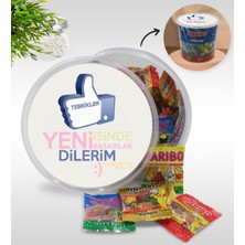 BK Kişiye Özel İsimli Yeni İşinde Başarılar Tasarımlı Dev Boy Haribo Minis Kovası Model 3 100 x 10 gr