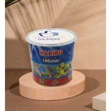 BK Kişiye Özel İsimli Yeni İşinde Başarılar Tasarımlı Dev Boy Haribo Minis Kovası Model 3 100 x 10 gr