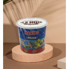 BK Kişiye Özel İsimli Happy Birthday Tasarımlı Dev Boy Haribo Minis Kovası Model 3 100 x 10 gr