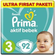 Prima Bebek Bezi Aktif Bebek Ultra 3 Beden 92 Adet